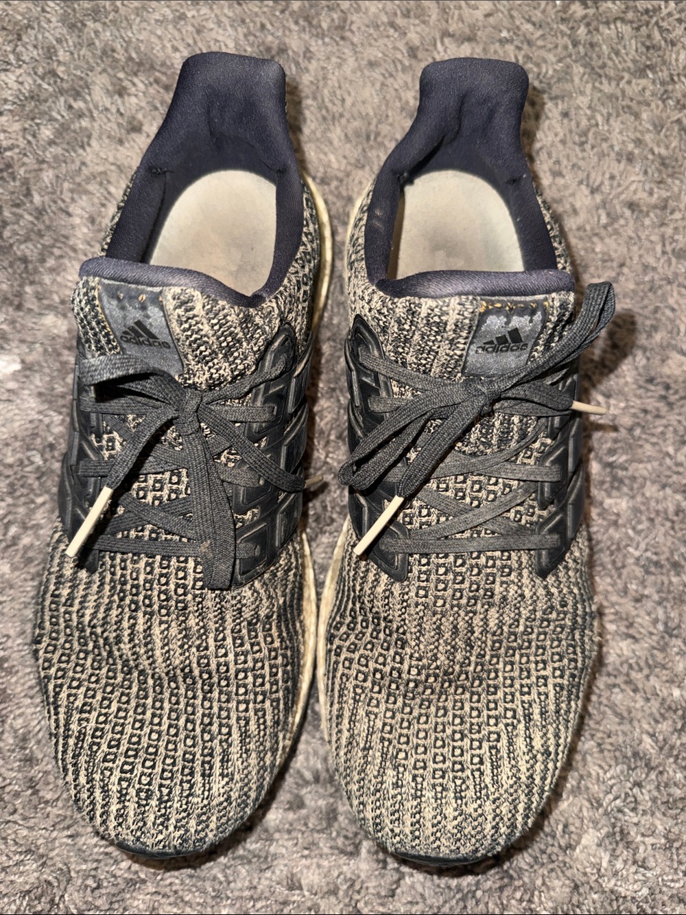 adidas Men’s Ultra Boost Black and Gray Knit Sneakers
